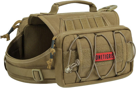 OneTigris Dog Backpack for Medium & Large Dogs, Nylon Backpack for Dogs Tactical Pet Backpack with