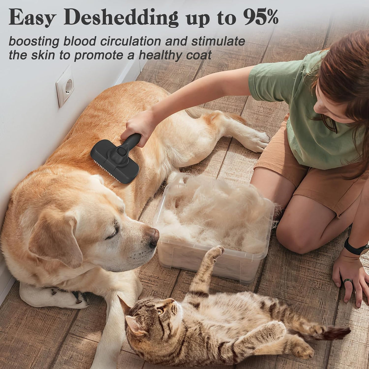 Swihauk Self Cleaning Slicker Brush for Dogs & Cats - Skin Friendly Deshedding and Grooming Brush