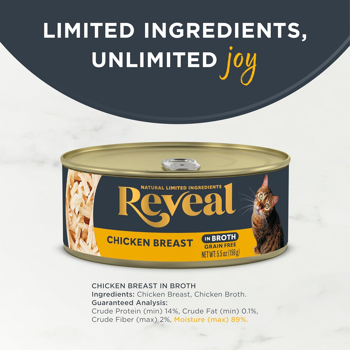 Reveal Natural Wet Cat Food, 12 Count, Grain Free, Limited Ingredient Canned Food for Cats, Chicken