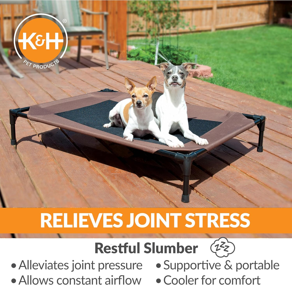 K&H Pet Products Outdoor Elevated Dog Cot, Breathable Cooling Elevated Cot Hammock Pet Bed for