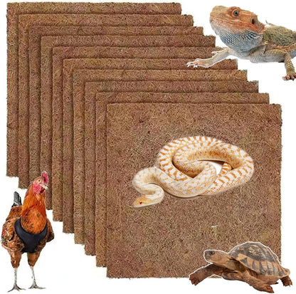 10Pcs Reptile Substrate Mat Carpet Chicken Nest Mat 30 * 30cm Natural Coconut Fiber Pet Mat