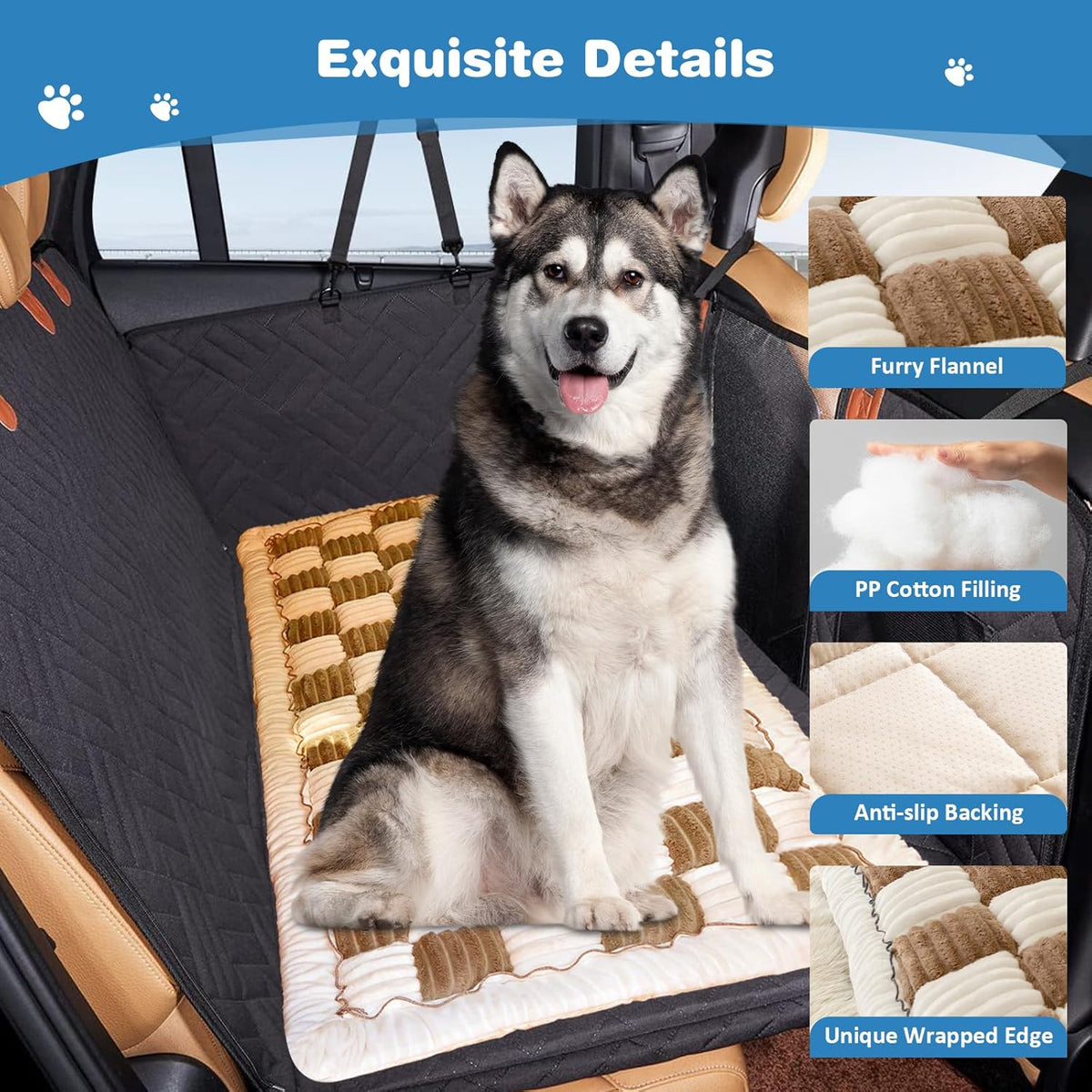 VClife Dog Bed Mat for Car Backseat Extender, Anti Slip Plaid Pet Bed Mat for Car Backseat