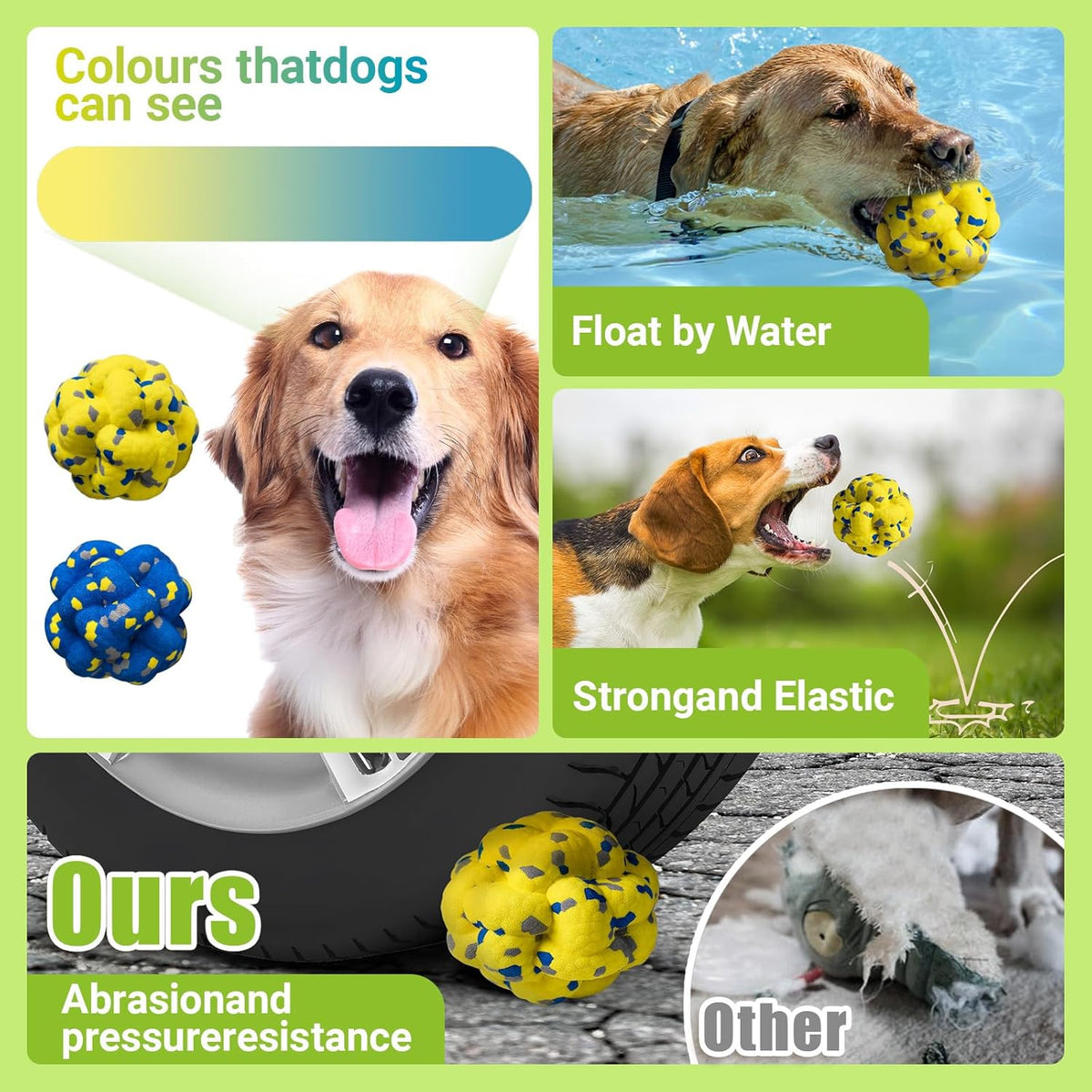 Upgrade Dog Balls Interactive Toys for Aggressive Chewers, Indestructible Tennis Durable Bouncy for