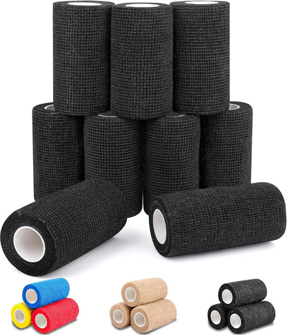 AZEN 9 Pack Self Adhesive Bandage Wrap, 4" X 5 Yards Elastic Cohesive Bandage Wrap, Color Athletic