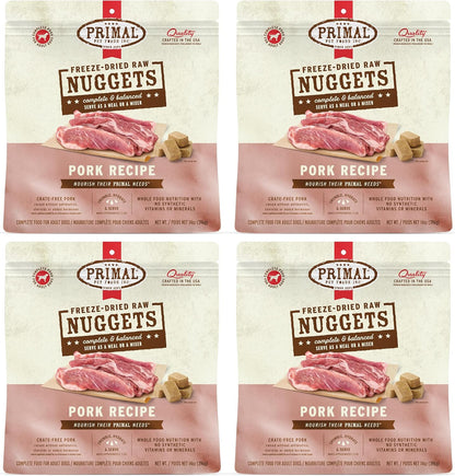 Primal Freeze Dried Raw Dog Food Nuggets, Pork, Complete & Balanced Meal, Also Use as Topper or