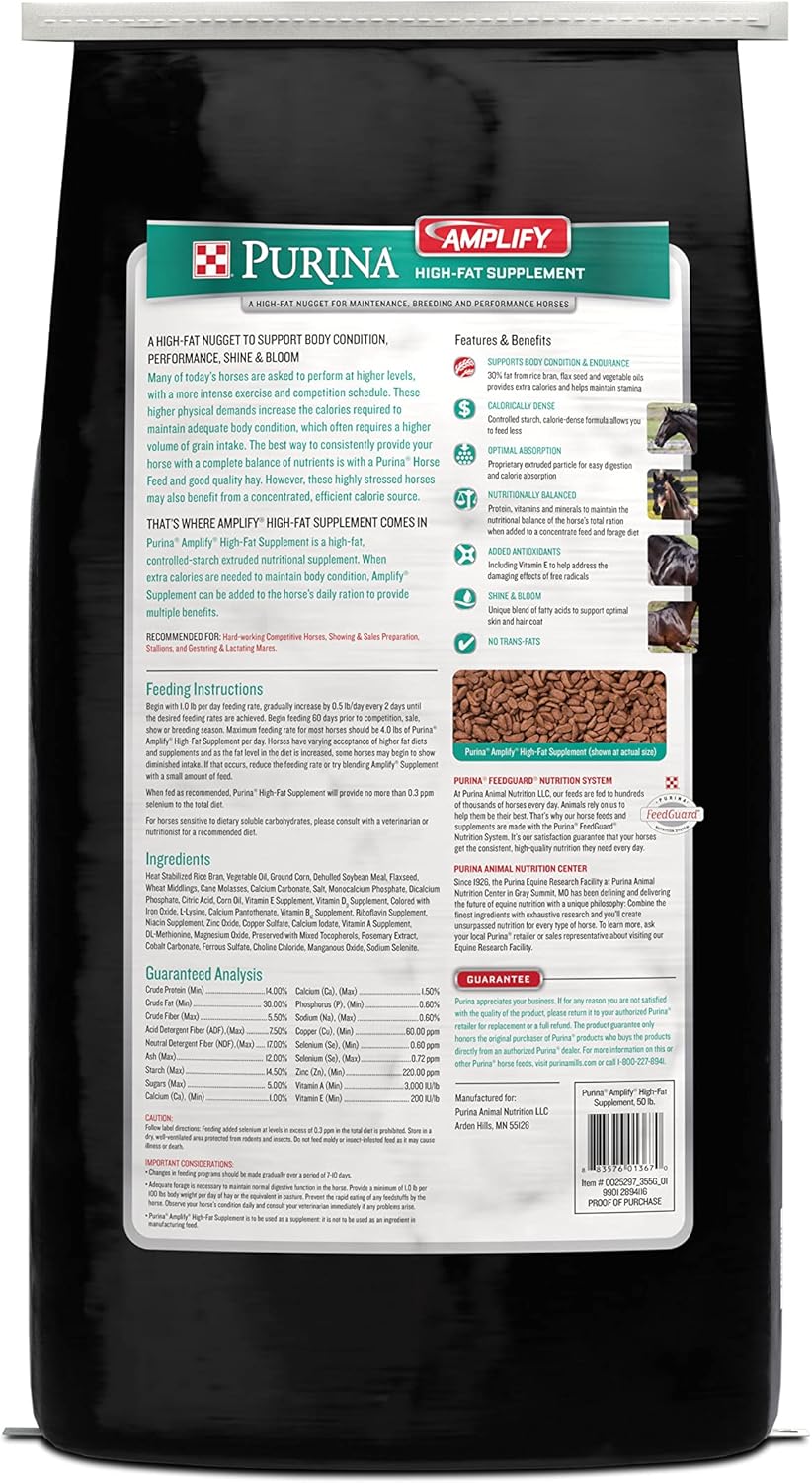 Purina, Amplify Equine, High-Fat Horse Supplement for Maintenance, Breeding, & Performance Horses