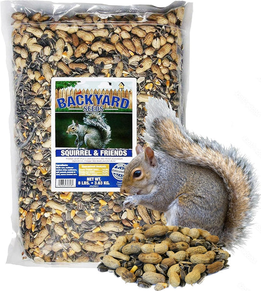 Backyard Seeds Squirrel & Chipmunk Food Mix – 8 lb Bag – Premium Wildlife Blend with Sunflower