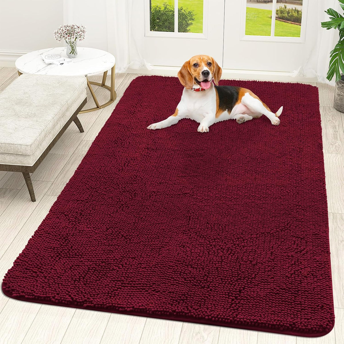 OLANLY Dog Door Mat for Muddy Paws 59x35, Absorbs Moisture and Dirt, Absorbent Non-Slip Washable