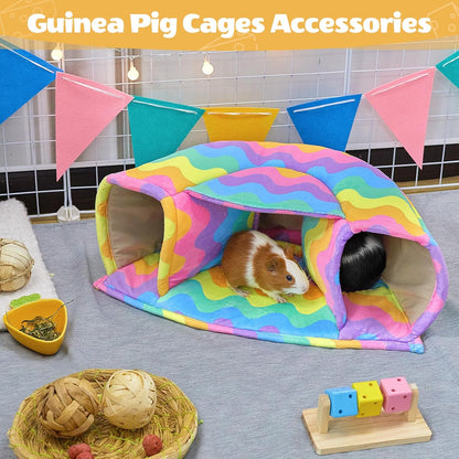 Unicorn Catcher Guinea Pig Hideout - Large Cozy Bed, Warm House, Washable Tunnel Accessories for