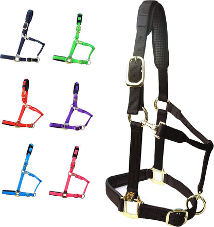 T TEKE Adjustable Horse Halters by Heavy Duty Soft Nylon, Padded with Anti-rubbing Waffle Neoprene