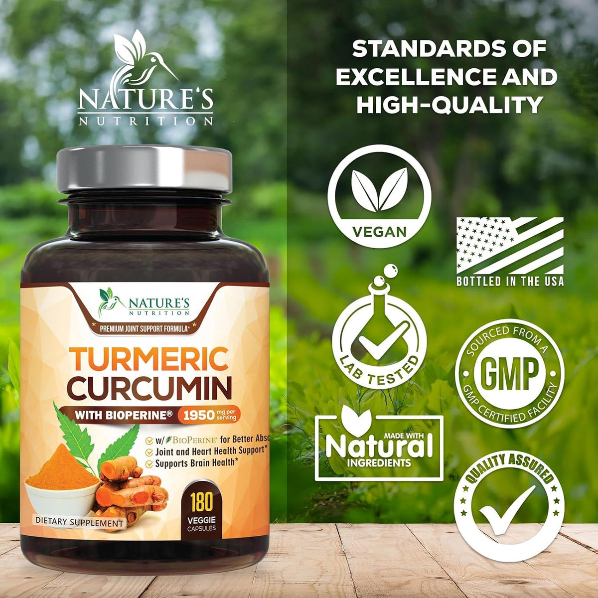 Turmeric Curcumin Supplement 1950mg - 95% Curcuminoids with Organic Turmeric & BioPerine Black