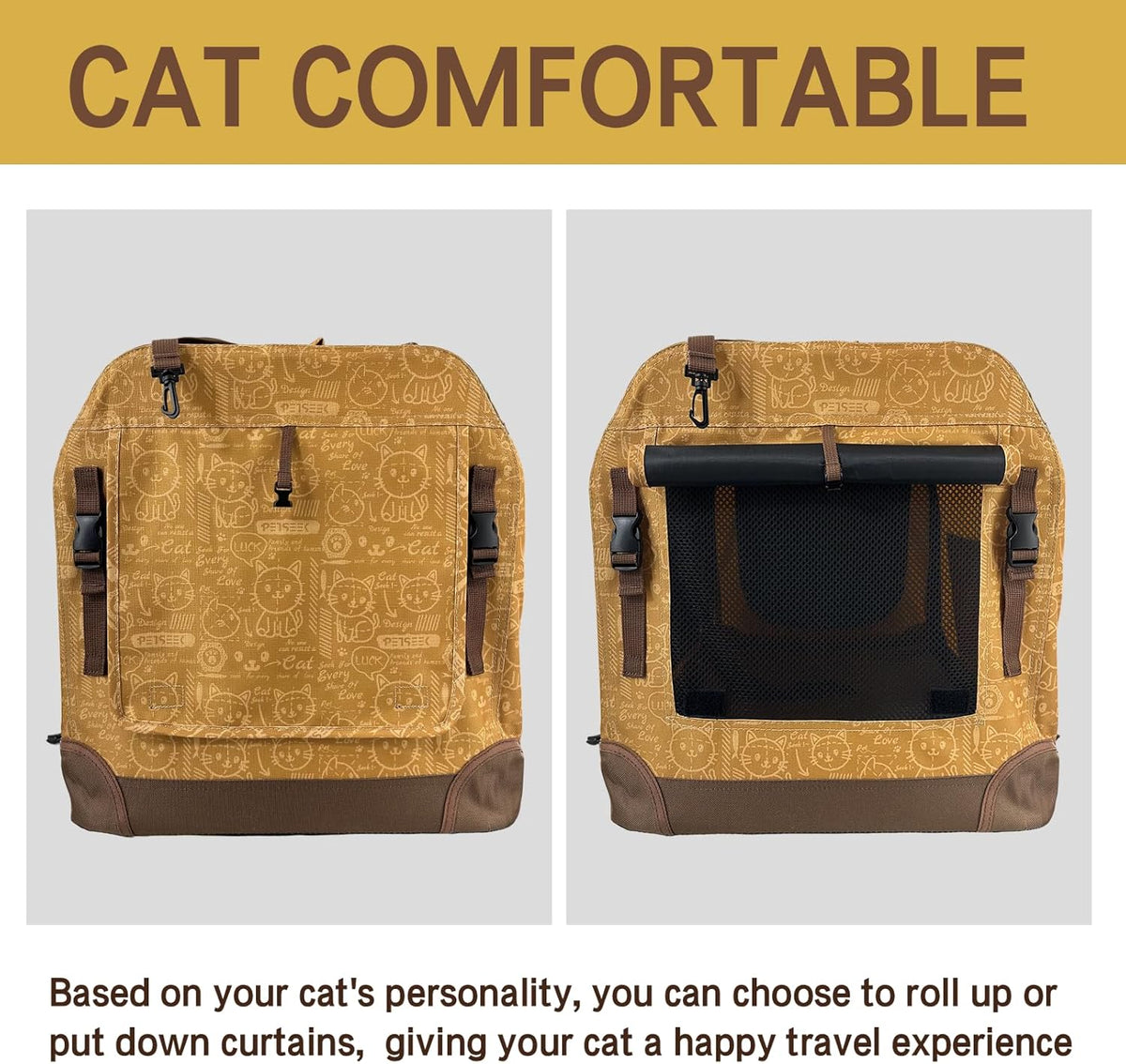 Extra Large Cat Carrier Soft Sided, Portable Small Dog Carrier for 2 Cats, 24"x16.5"x16" Car Travel