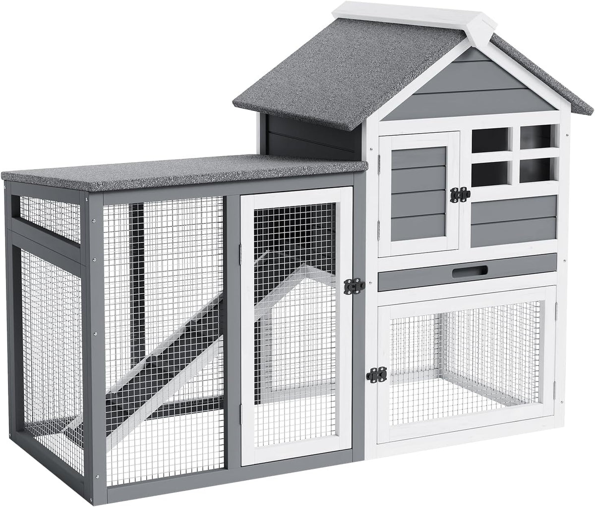 Rabbit Hutch 2-Tier, Small Wooden Chicken Coop for Outdoor Use - Weatherproof Small Animal Hutch
