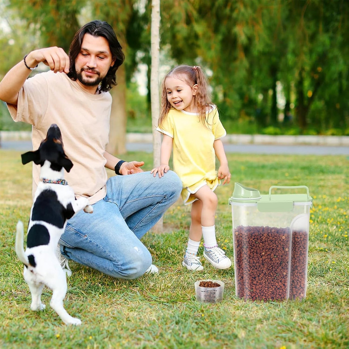 5-7Lbs Dog Cat Food Storage Container with Upgraded Large Nozzle BPA-free, 4 Snap Seals Plastic Pet