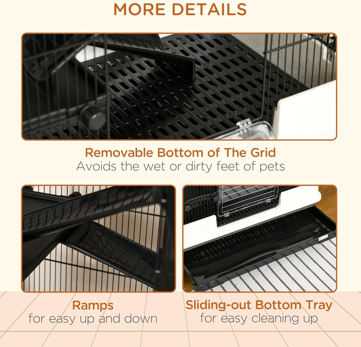 PawHut 59.5" Small Animal Cage with Wheels, 6-Level Portable Bunny Cage, Chinchilla Ferret Cage