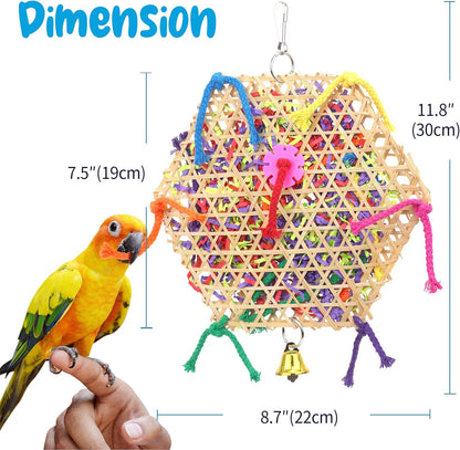 Bird Parrot Toys，2 Pack Bird Hanging Foraging Shredder Toys for Small Medium Small Bird Conure