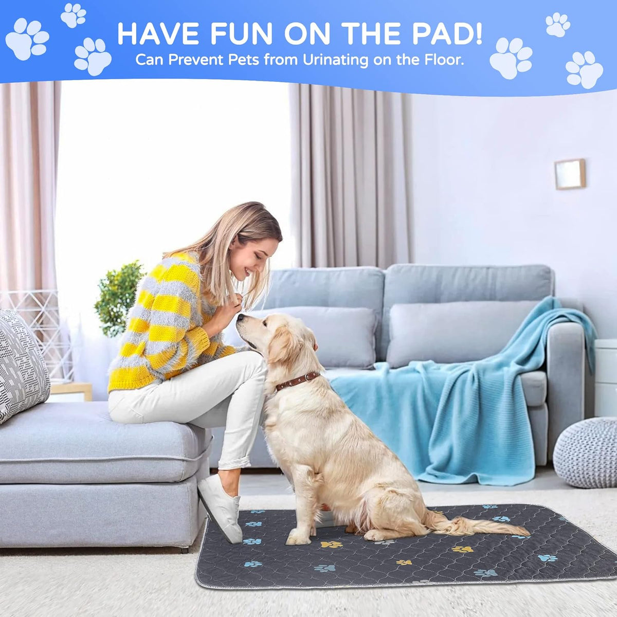 Aitmexcn Washable Puppy Dog Pee Pad, 2PCS 100% Waterproof Whelping Training Mat for Puppy/Senior