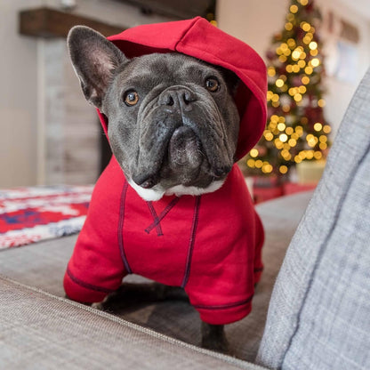 Blueberry Pet Essentials Soft & Comfy Better Basic Cotton Blend Dog Hoodie Sweatshirt in Red, Back