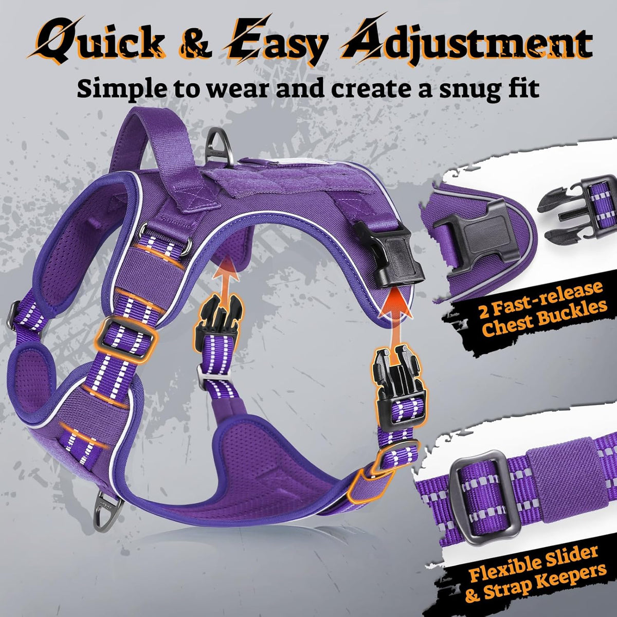 rabbitgoo Dog Harness Small Sized No Pull, Tactical Service Pet Vest with Molle and Control Handle