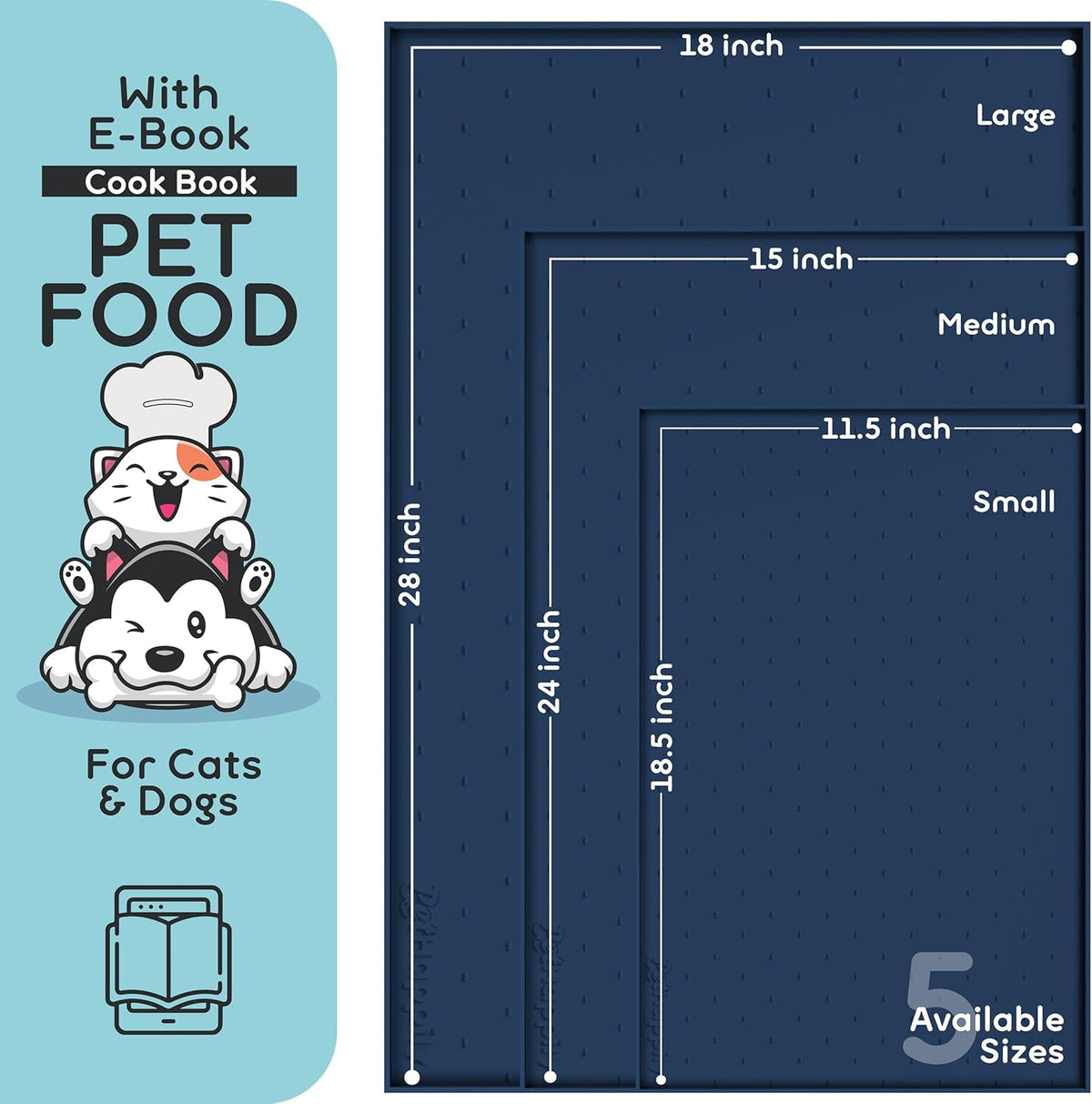 Dog Food Mat - Raised Edges Dogs Mat for Food and Water Prevent Spill, Waterproof Cat Food Mats