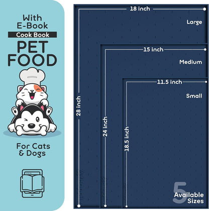 Dog Food Mat - Raised Edges Dogs Mat for Food and Water Prevent Spill, Waterproof Cat Food Mats