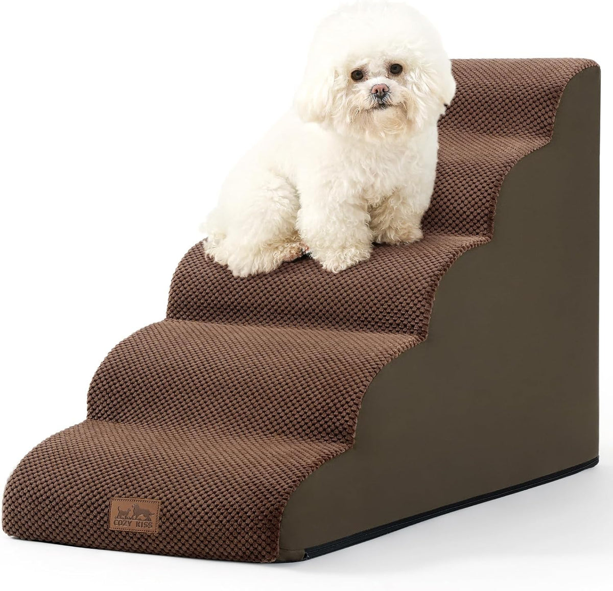 Dog Stairs for High Bed 22.6" H, Small Dog Step for Puppy, Older or Cat, Curved Ramp for Car