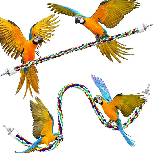 Weewooday 2 Pcs Bird Rope Perches Climbing Rope Bird Cage Accessories for Parrots, Parakeets
