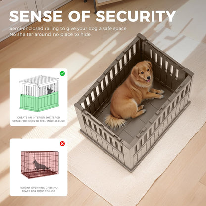 Dog House - Resin Outdoor Dog Kennel with Ventilated Design, Waterproof Dog Bed Shelter for