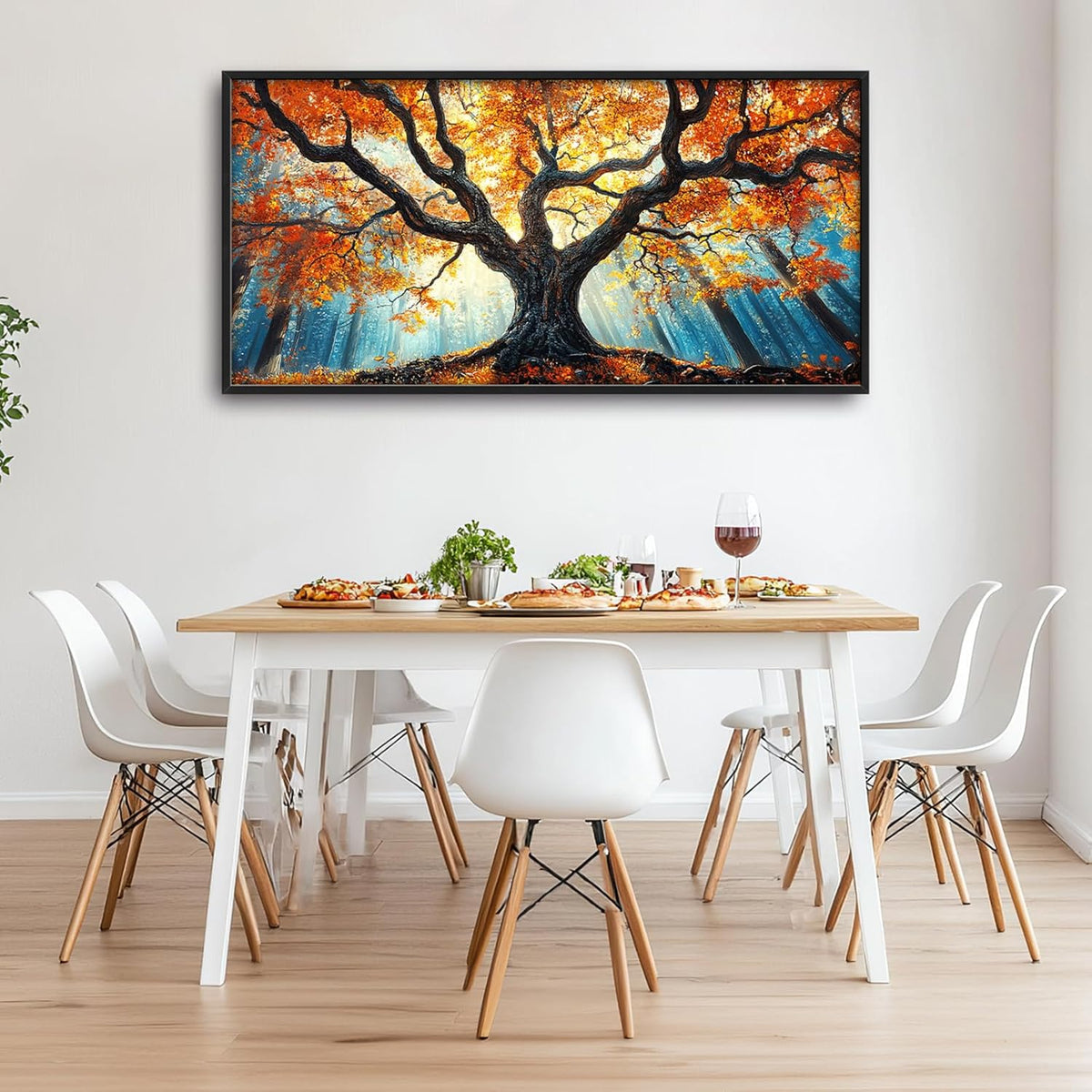 Extra Large Tree of Life Framed Wall Art for Living Room,Fall Autumn Forest Sunrise Landscape