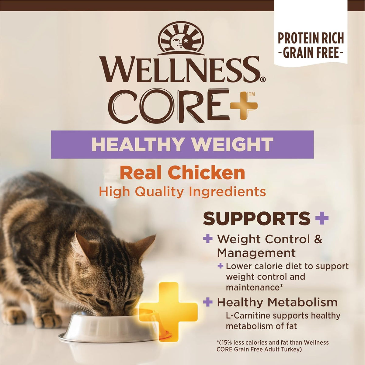 Wellness CORE+ Adult Dry Cat Food for Indoor & Outdoor Cats, Grain Free, Natural, Healthy Weight