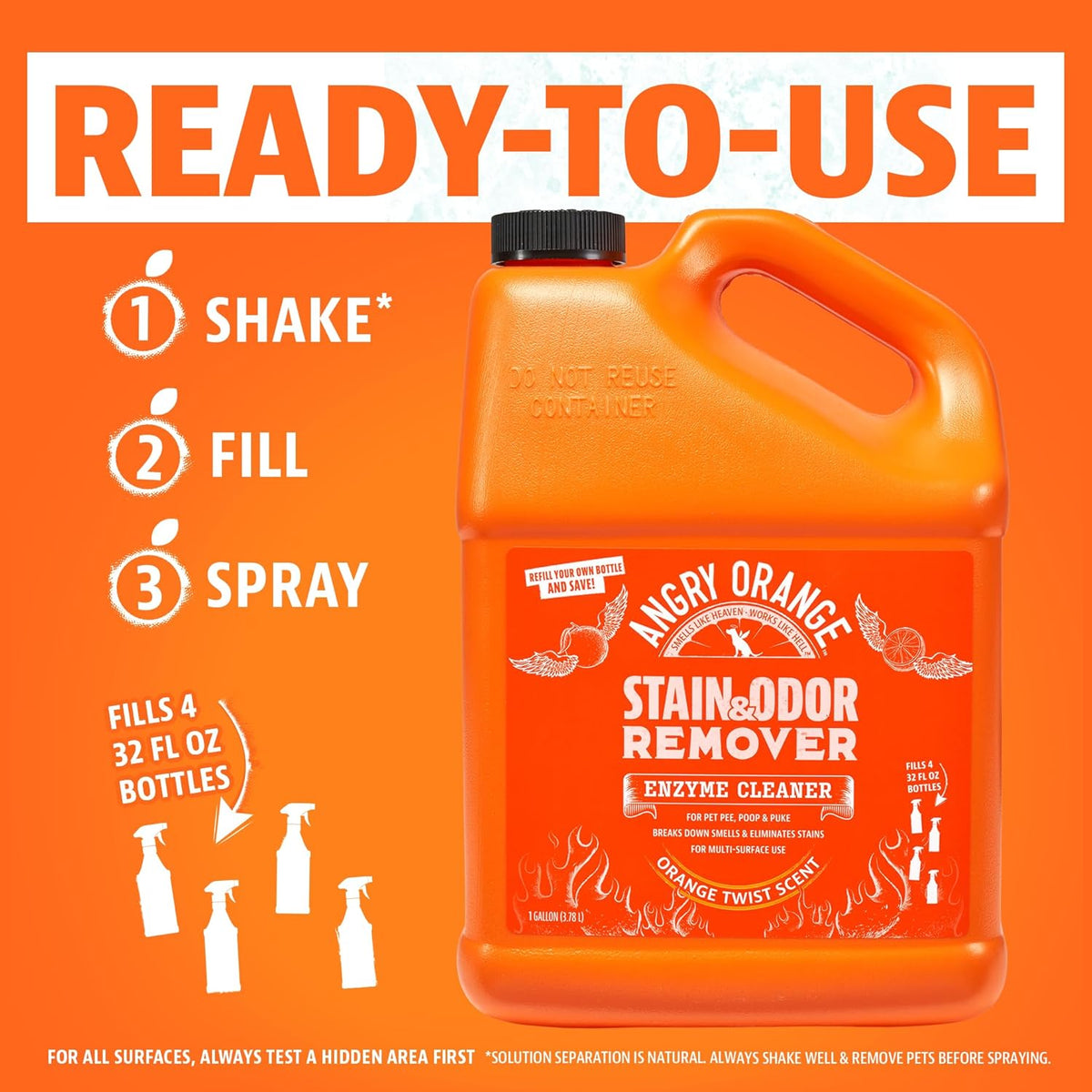 ANGRY ORANGE 1 Gallon Enzyme Cleaner and Deodorizer, Pet Stain and Odor Remover for Dog & Cat Urine