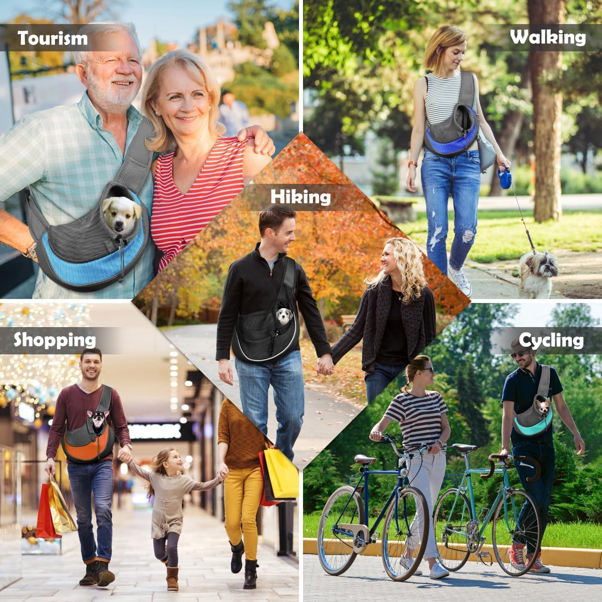 YUDODO Pet Sling Carrier for Small Dogs & Cats – Hands-Free Puppy Carrier with Safety Hook, Large