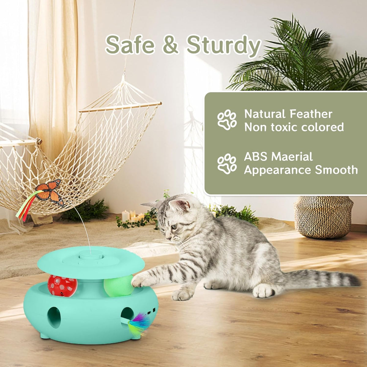 Cat Toys,3-in-1 Interactive Cat Toys for Indoor Cats,Rechargeable Automatic Interactive Cat Toy