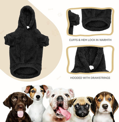 Fuzzy Dog Hoodie Dog Sweaters for Small Dogs Soft Double-Sided Plush Fleece Pet Sweater Clothes Pet
