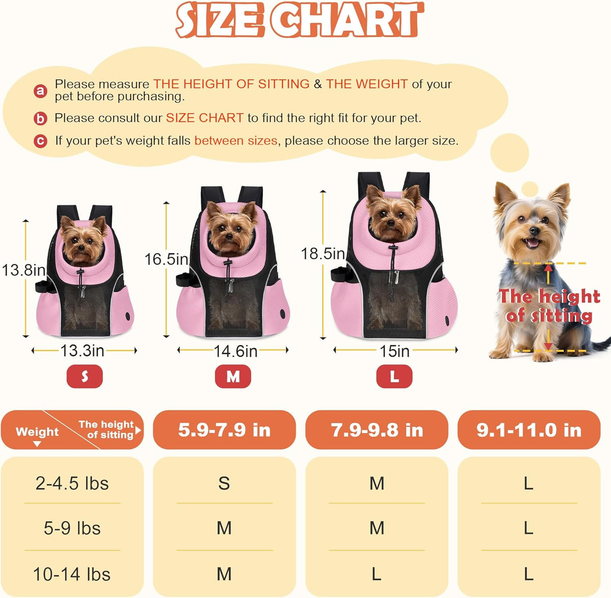 WOYYHO Pet Dog Carrier Backpack Small Dog Front Backpack Ventilated Mesh Dog Travel Back Pack with
