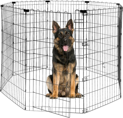 Foldable Dog Playpen 48" Height 8 Panels Metal Exercise Pen No Door - Indoor/Outdoor Dog Play Pen