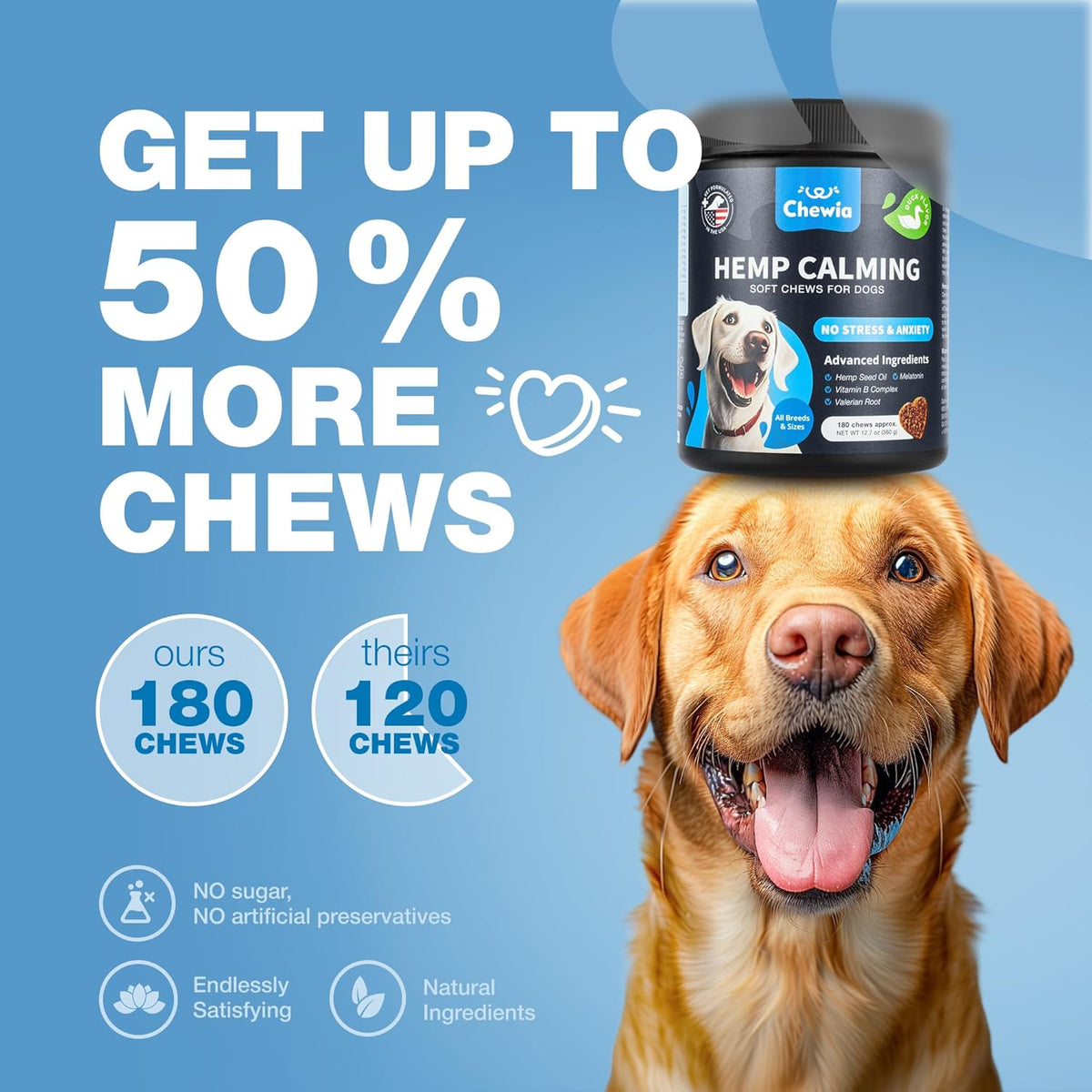 Daily Calm Support Chews. Gentle daily support for stress, travel, and noisy moments.