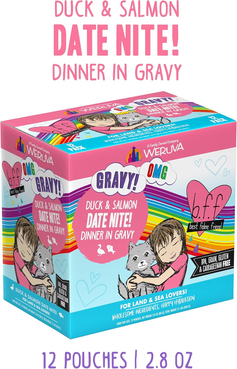 Weruva B.F.F. OMG - Best Feline Friend Oh My Gravy!, Date Nite! with Duck & Salmon in Gravy Cat