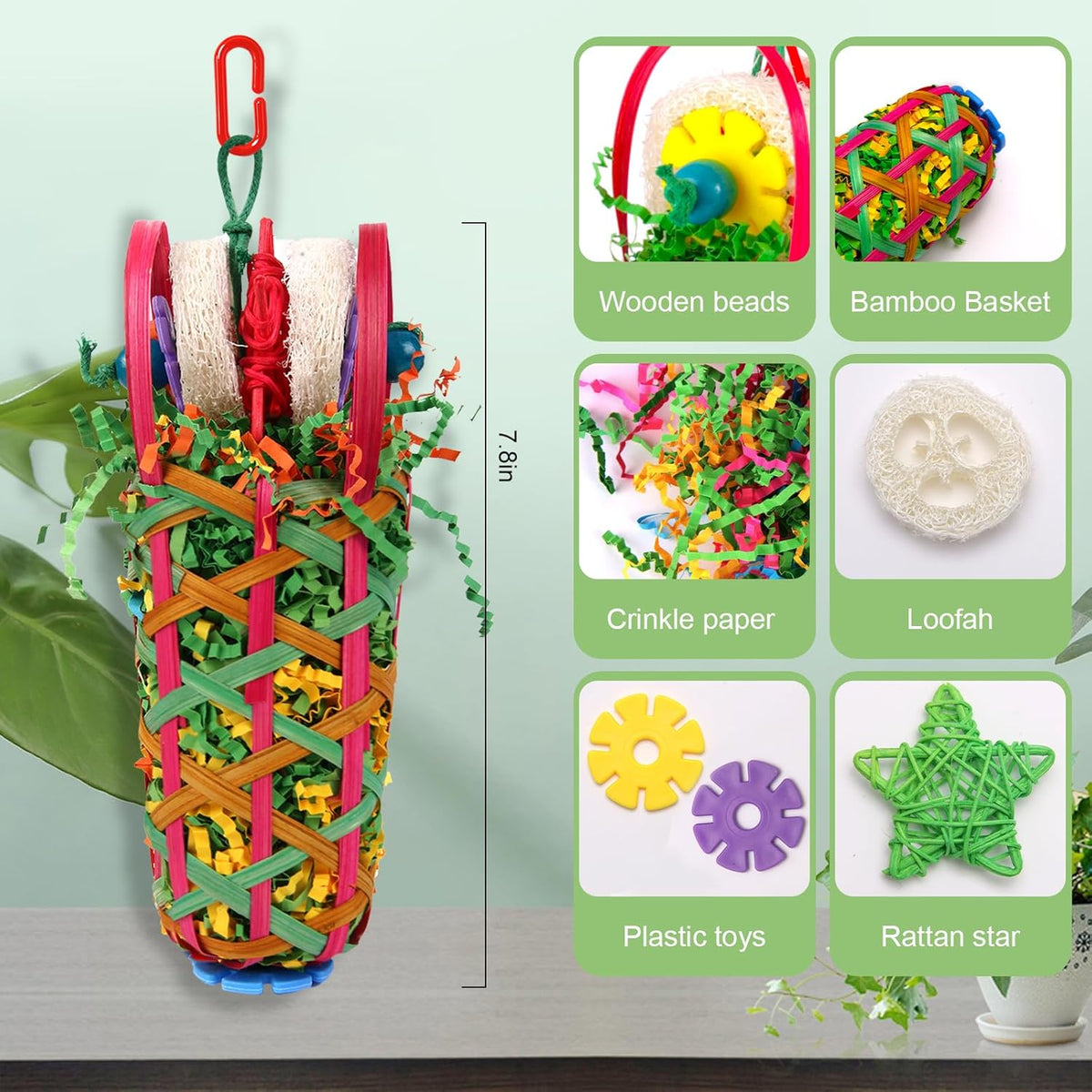 Kyouki Parakeets Toys, 2 PCS Bird Chewing Toys – Perfect for Cockatoos, Conures, Love Birds, Small