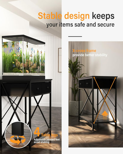 Fish Tank Stand 29 Gallon: Sturdy Aquarium Stand with Accessories Storage - Metal Fish Tank Table