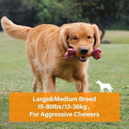 Apasiri Dog Toys for Aggressive Chewers Peanut Butter Flavored, 8" Tough Dog Chew Bone, Nylon &
