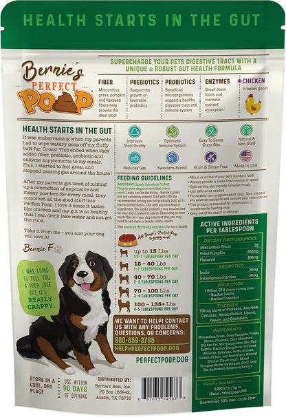 Perfect Poop Digestion & Health Supplement for Dogs: Fiber, Prebiotics, Probiotics, Enzymes