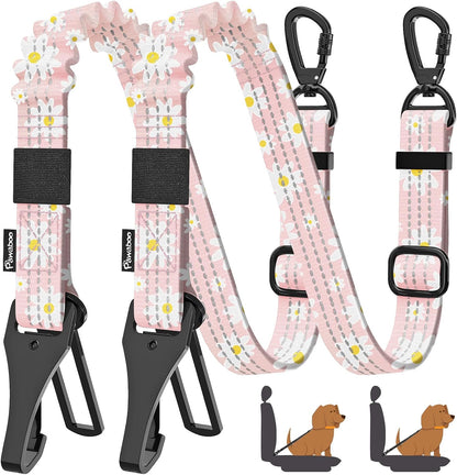 Pawaboo 2Pack Dog Seatbelt for Car, 3-in-1 Dog Car Seat Belt Bungee, Dogs Tether for Cars with