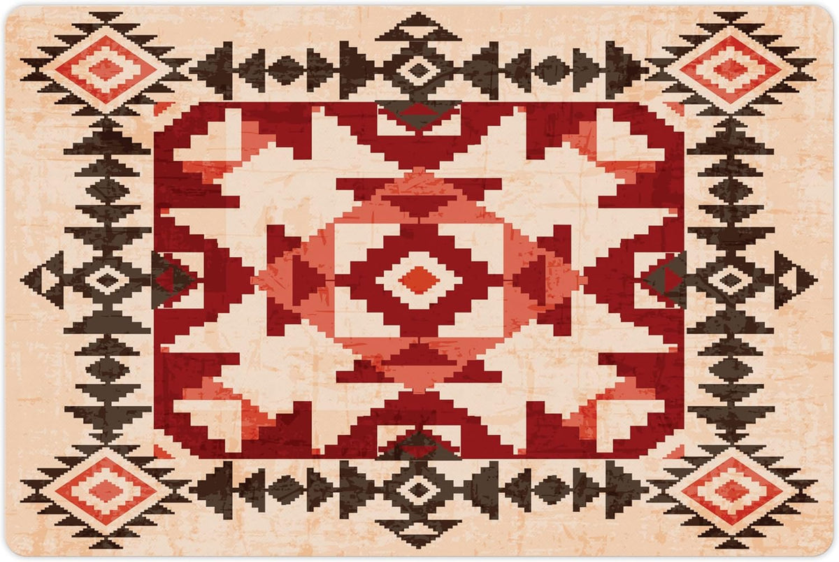 Lunarable Tribal Pet Mat for Food and Water, Original National Heritage Maya Pyramids Local Region