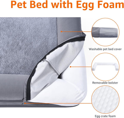Amazon Basics Living Room Couch Dog Bed with Premium Foam, Pressure-Relief Support for Dogs up to
