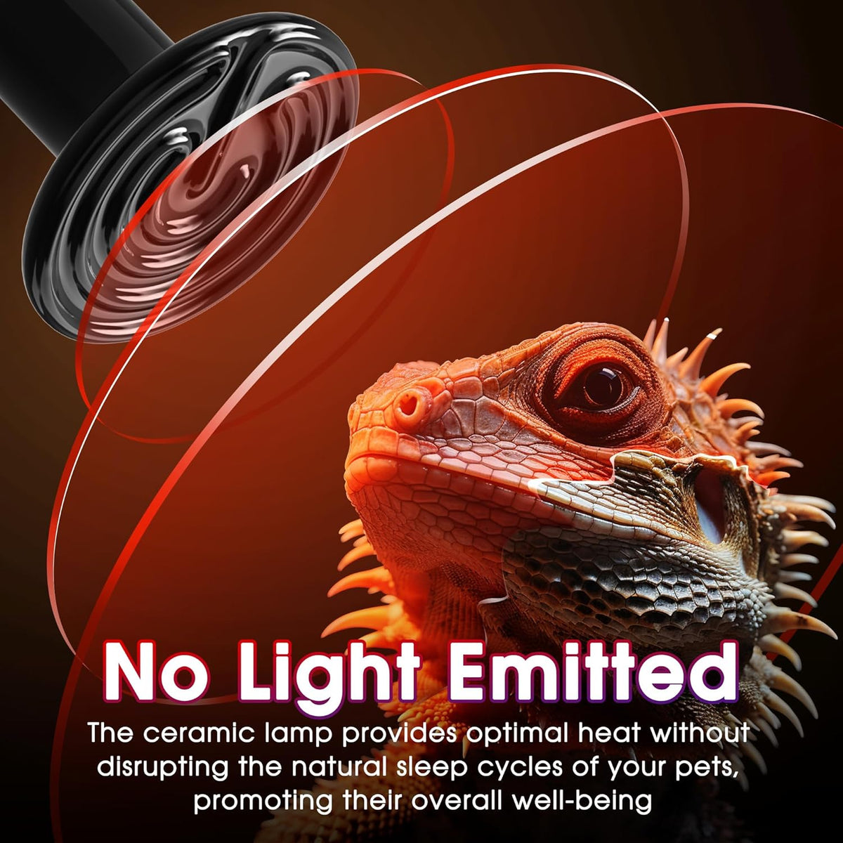 Ceramic Heat Emitter for Reptiles, 150W Heat Lamp Bulb, Ceramic Reptile Heat Bulb Black, No Light