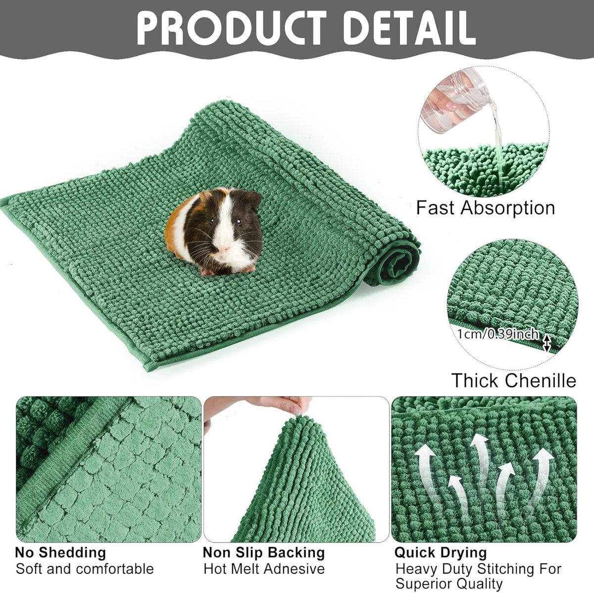 Amylove 4 Pcs Guinea Pig Cage Liner Guinea Pig Bedding Washable Fleece Pee Pads Reusable Small