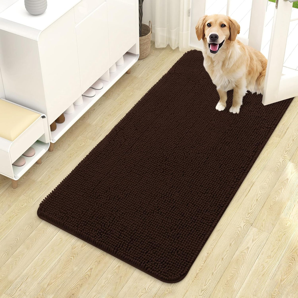 OLANLY Dog Door Mat for Muddy Paws 44x24, Absorbs Moisture and Dirt, Absorbent Non-Slip Washable