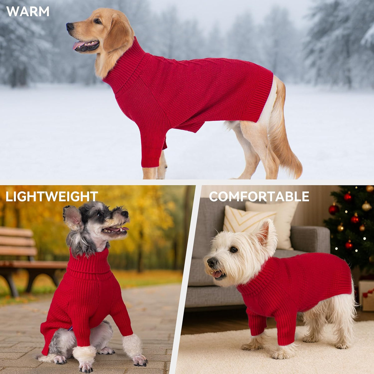 cyeollo 2XL Dog Sweater, Warm Stretchy Sweaters for Large Dogs Girl, Pullover Knitted Thermal