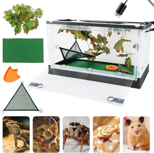 Travel Portable Foldable Terrarium Kits for Reptiles -Heat-Resistant Material, Easy to Move with